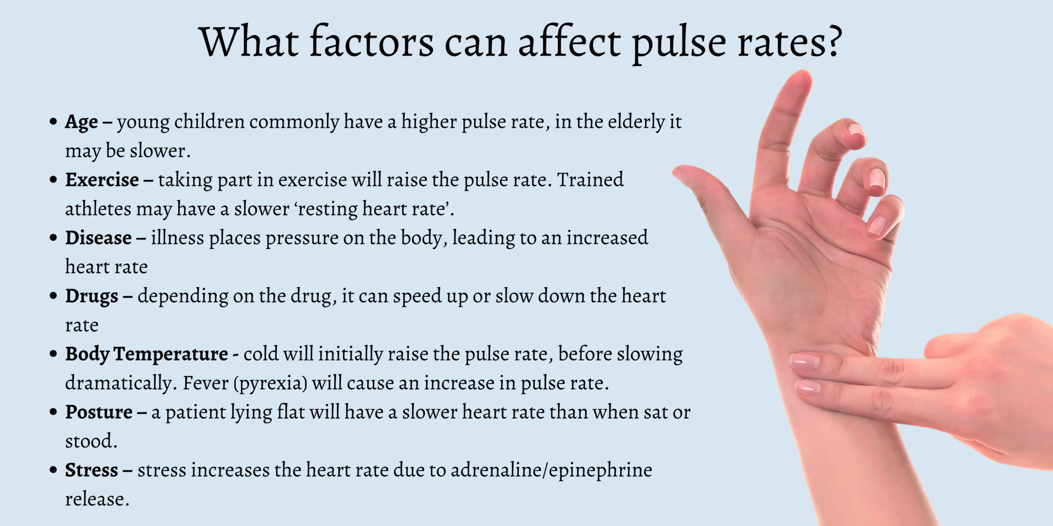 What factors can affect pulse and respiratory rates?